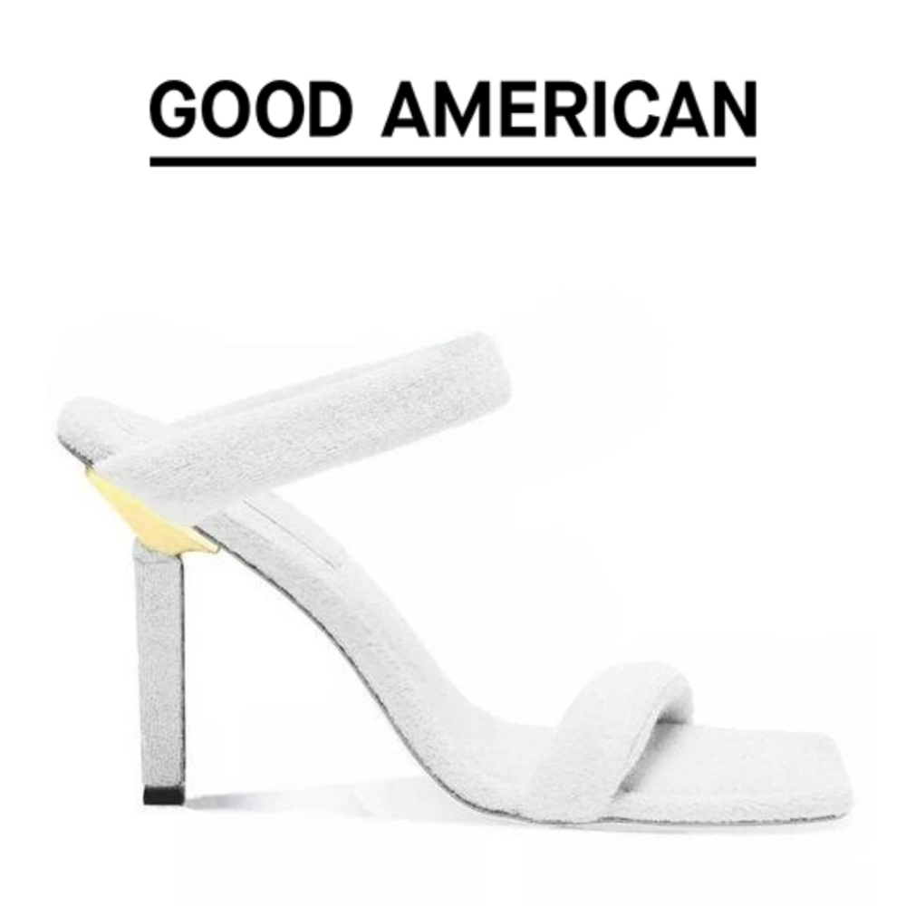 Good American NIB | White Terry Slip On Heels - Size 6